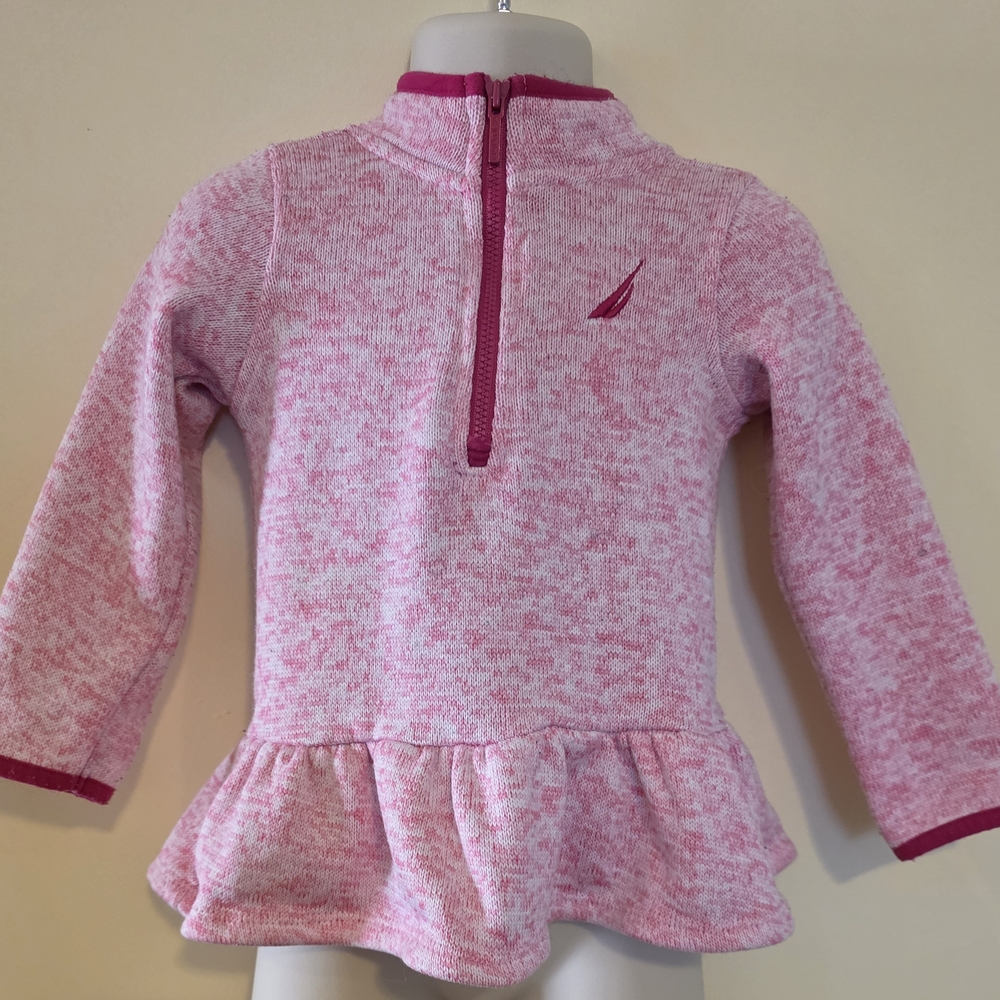 Nautica Pink Marled Kids Peplum Sweater